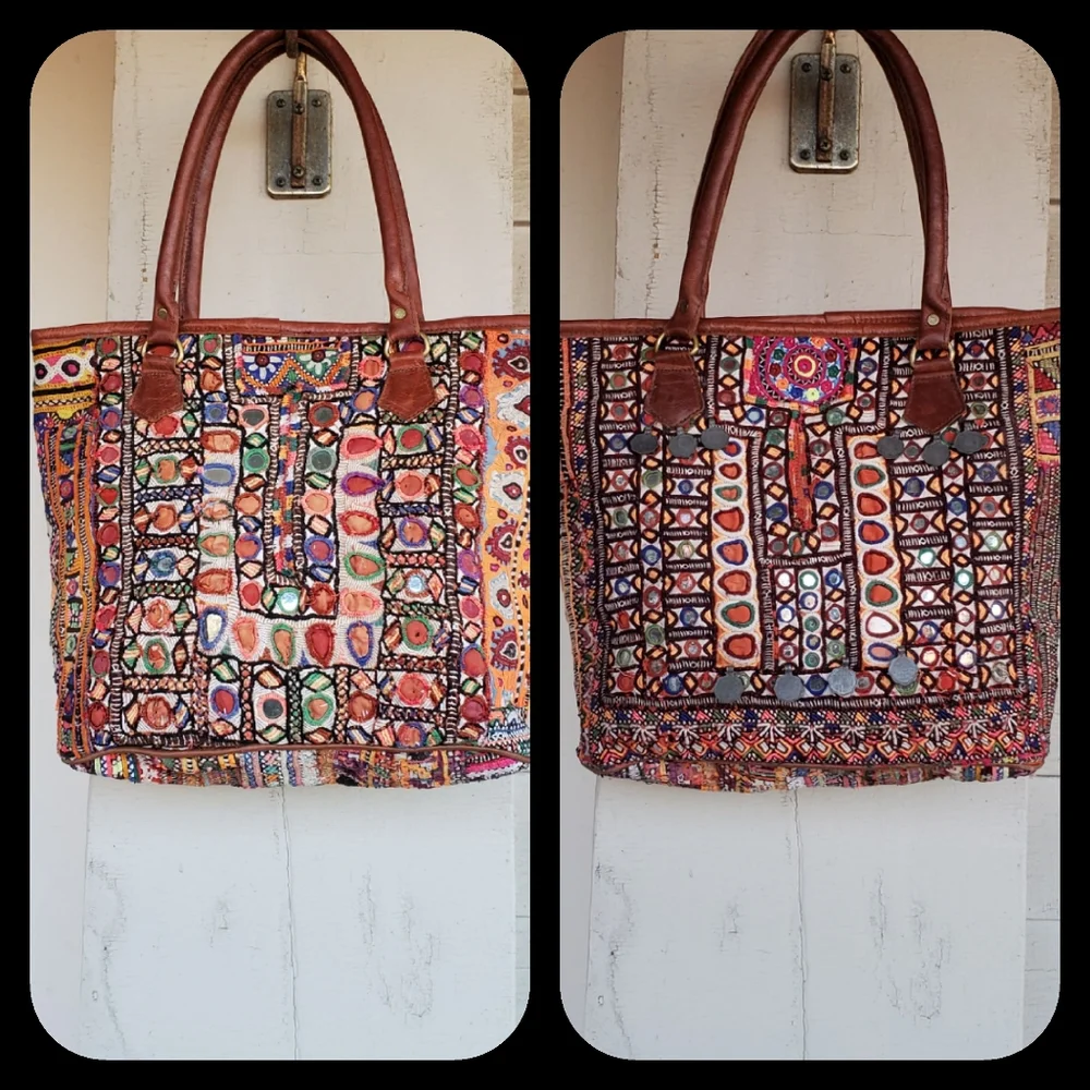 Artisan Banjara zari Boho Embroidered bag Handmade Patchwork Repurposed